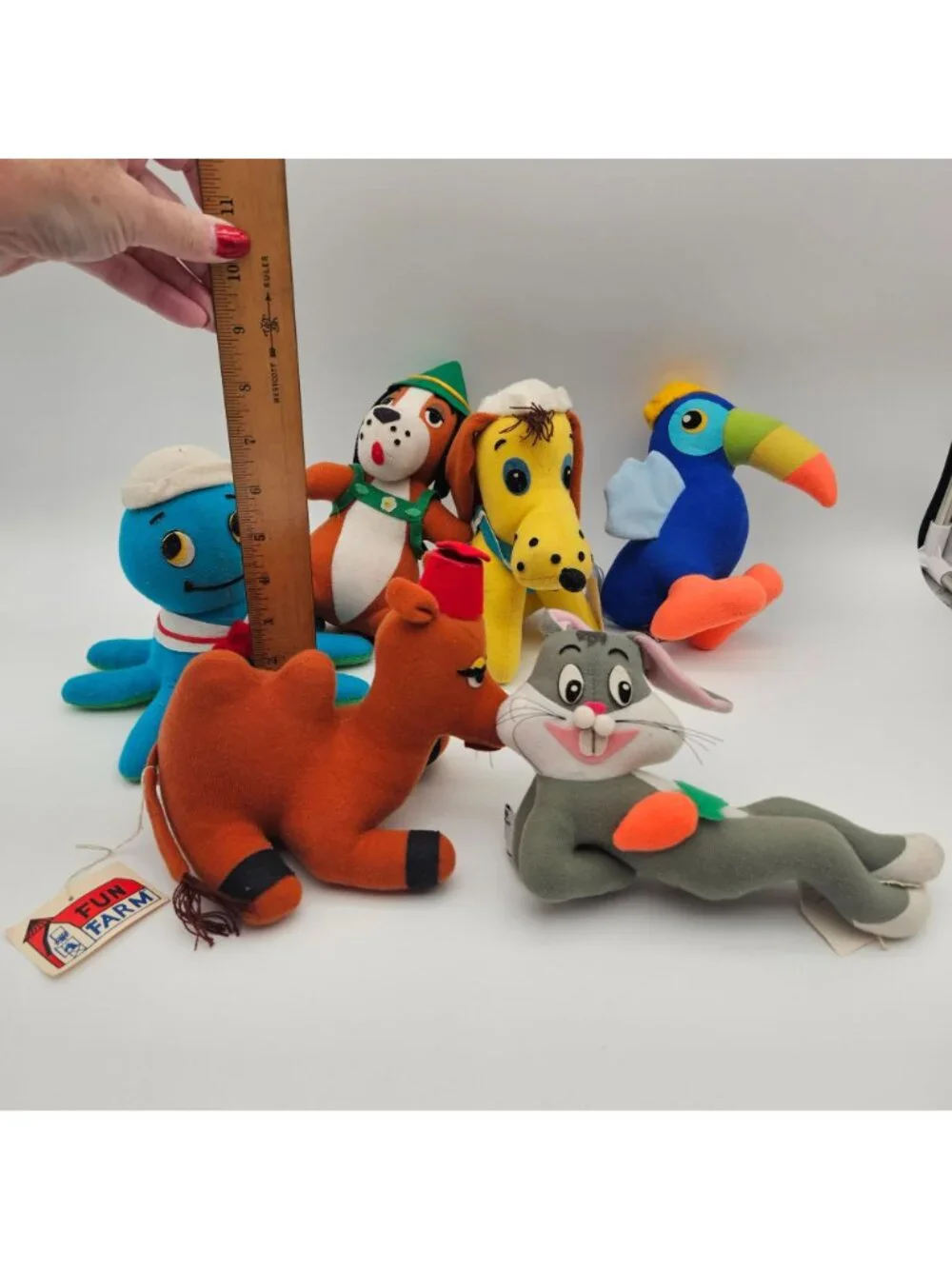 Lot of 6 Vintage 1970s Fun Farm Plush Animals Bugs Bunny Camel Dog Octopus